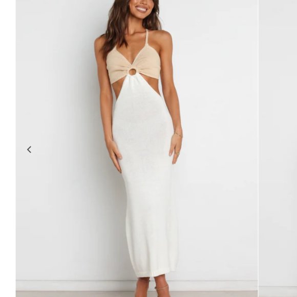 Petal & Pup Dresses & Skirts - Petal & Pup Adele Midi Dress Beige and White Size 2 NWT